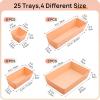 imageVtopmart 25 PCS Plastic Drawer Organizers Set 4Size Versatile Bathroom and Vanity Drawer Organizer Trays Storage Bins for Makeup Bedroom Kitchen Gadgets Utensils and OfficeOrange