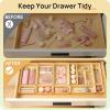 imageVtopmart 25 PCS Plastic Drawer Organizers Set 4Size Versatile Bathroom and Vanity Drawer Organizer Trays Storage Bins for Makeup Bedroom Kitchen Gadgets Utensils and OfficeBeige