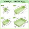 imageVtopmart 25 PCS Plastic Drawer Organizers Set 4Size Versatile Bathroom and Vanity Drawer Organizer Trays Storage Bins for Makeup Bedroom Kitchen Gadgets Utensils and OfficeLight Green