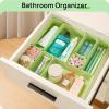 imageVtopmart 25 PCS Plastic Drawer Organizers Set 4Size Versatile Bathroom and Vanity Drawer Organizer Trays Storage Bins for Makeup Bedroom Kitchen Gadgets Utensils and OfficeLight Green