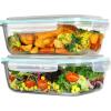 imageVtopmart 2Pack 2260ml 764oz Large Glass Storage Containers with Lids Meal Prep Food Container Set with Snap Airtight Lid for Baking Microwave Oven Leak Proof for Freezer Dishwasher GreyGreen