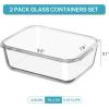 imageVtopmart 2Pack 2260ml 764oz Large Glass Storage Containers with Lids Meal Prep Food Container Set with Snap Airtight Lid for Baking Microwave Oven Leak Proof for Freezer Dishwasher GreyGrey