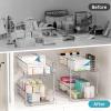 imageVtopmart 4 Pack Bathroom Organizer 2 Tier Clear Under Sink Organizers Vanity Countertop Storage ContainerCabinet Drawers Bins PullOut Organization with Track for Pantry KitchenClear