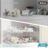 imageVtopmart 4 Pack Bathroom Organizer 2 Tier Clear Under Sink Organizers Vanity Countertop Storage ContainerCabinet Drawers Bins PullOut Organization with Track for Pantry KitchenWhite