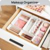 imageVtopmart 44 PCS Clear Plastic Drawer Organizers Set 4Size Versatile Bathroom and Vanity Organizer Trays NonSlip Storage Containers for Makeup Jewelries BedroomKitchen Utensils and OfficeWhite