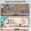 imageVtopmart 44 PCS Clear Plastic Drawer Organizers Set 4Size Versatile Bathroom and Vanity Organizer Trays NonSlip Storage Containers for Makeup Jewelries BedroomKitchen Utensils and OfficeWhite