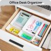 imageVtopmart 44 PCS Clear Plastic Drawer Organizers Set 4Size Versatile Bathroom and Vanity Organizer Trays NonSlip Storage Containers for Makeup Jewelries BedroomKitchen Utensils and OfficeWhite