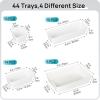 imageVtopmart 44 PCS Clear Plastic Drawer Organizers Set 4Size Versatile Bathroom and Vanity Organizer Trays NonSlip Storage Containers for Makeup Jewelries BedroomKitchen Utensils and OfficeWhite