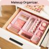 imageVtopmart 44 PCS Clear Plastic Drawer Organizers Set 4Size Versatile Bathroom and Vanity Organizer Trays NonSlip Storage Containers for Makeup Jewelries BedroomKitchen Utensils and OfficePink