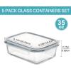 imageVtopmart 5Pack 22oz Glass Storage Containers with Lids Glass Meal Prep Food Container Sets with Snap Airtight Lids for Microwave Oven Freezer and Dishwasher5pack 35oz