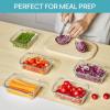 imageVtopmart 5Pack 22oz Glass Storage Containers with Lids Glass Meal Prep Food Container Sets with Snap Airtight Lids for Microwave Oven Freezer and Dishwasher5pack 22oz