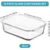 imageVtopmart 5Pack 22oz Glass Storage Containers with Lids Glass Meal Prep Food Container Sets with Snap Airtight Lids for Microwave Oven Freezer and Dishwasher10pack 35oz