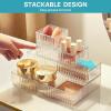 imageVtopmart 7 PCS Clear Drawer Organizers Bins 4Size Stackable Makeup and Vanity Drawer Organizer Trays Acrylic Bathroom Drawer Storage Containers for Cosmetic Office Supply Kitchen Utensils Gadgets