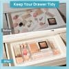 imageVtopmart 7 PCS Clear Drawer Organizers Bins 4Size Stackable Makeup and Vanity Drawer Organizer Trays Acrylic Bathroom Drawer Storage Containers for Cosmetic Office Supply Kitchen Utensils Gadgets