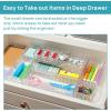 imageVtopmart 7 PCS Clear Drawer Organizers Bins 4Size Stackable Makeup and Vanity Drawer Organizer Trays Acrylic Bathroom Drawer Storage Containers for Cosmetic Office Supply Kitchen Utensils Gadgets