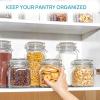 imageVtopmart 78oz Glass Food Storage Jars with Airtight Clamp Lids 3 Pack Large Kitchen Canisters for Flour Cereal Coffee Pasta and Canning Square Mason Jar with 8 Chalkboard Labels3pack34ozRound