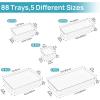 imageVtopmart 88PCS Clear Plastic Drawer Organizers Set 5Size Versatile Bathroom Drawer Organizer Trays Storage Bins for Makeup Vanity Kitchen Gadgets Utensils and Office