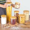 imageVtopmart Glass Food Storage Jars 7 Pack Kitchen Containers with Airtight Bamboo Wooden Lids for Pasta Cookies Nuts Coffee Beans Cereal Canisters Set for Flour Pantry Organization BPA Free7pack multisize