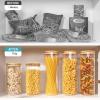 imageVtopmart Glass Food Storage Jars 7 Pack Kitchen Containers with Airtight Bamboo Wooden Lids for Pasta Cookies Nuts Coffee Beans Cereal Canisters Set for Flour Pantry Organization BPA Free3pack 70oz