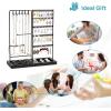 imageVtopmart Jewelry Holder Organizer Stand Tree for Earring Necklace Ring Bracelets Display and Storage with 90 Holes 12 Hooks All Black