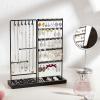 imageVtopmart Jewelry Holder Organizer Stand Tree for Earring Necklace Ring Bracelets Display and Storage with 90 Holes 12 Hooks All Black