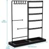 imageVtopmart Jewelry Holder Organizer Stand Tree for Earring Necklace Ring Bracelets Display and Storage with 90 Holes 12 Hooks All Black