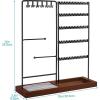 imageVtopmart Jewelry Holder Organizer Stand Tree for Earring Necklace Ring Bracelets Display and Storage with 90 Holes 12 Hooks Black Walnut