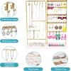 imageVtopmart Jewelry Holder Organizer Stand Tree for Earring Necklace Ring Bracelets Display and Storage with 90 Holes 12 Hooks GoldWhite