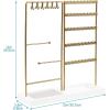 imageVtopmart Jewelry Holder Organizer Stand Tree for Earring Necklace Ring Bracelets Display and Storage with 90 Holes 12 Hooks GoldWhite