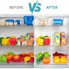 imageVtopmart Set of 8 Fridge Organizer Refrigerator Organizer Bins with Handles Freezer Organizer Clear Organizing Bins BPAFree Fridge Storage Containers for Fridge Freezer Cabinet Kitchen Pantry