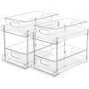 imageVtopmart 4 Pack Bathroom Organizer 2 Tier Clear Under Sink Organizers Vanity Countertop Storage ContainerCabinet Drawers Bins PullOut Organization with Track for Pantry KitchenClear