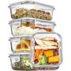 imageVtopmart 5Pack 22oz Glass Storage Containers with Lids Glass Meal Prep Food Container Sets with Snap Airtight Lids for Microwave Oven Freezer and Dishwasher5pack 22oz