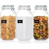 imageVtopmart 78oz Glass Food Storage Jars with Airtight Clamp Lids 3 Pack Large Kitchen Canisters for Flour Cereal Coffee Pasta and Canning Square Mason Jar with 8 Chalkboard Labels3pack78ozSquare