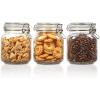 imageVtopmart 78oz Glass Food Storage Jars with Airtight Clamp Lids 3 Pack Large Kitchen Canisters for Flour Cereal Coffee Pasta and Canning Square Mason Jar with 8 Chalkboard Labels3pack34ozRound