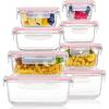 imageVtopmart 8 Pack Glass Food Storage Containers with Airtight Lids Glass Meal Prep Containers Lunch Containers for Microwave Oven Freezer and Dishwasher BPA FreePink