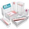 imageVtopmart 88PCS Clear Plastic Drawer Organizers Set 5Size Versatile Bathroom Drawer Organizer Trays Storage Bins for Makeup Vanity Kitchen Gadgets Utensils and Office