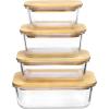 imageVtopmart Glass Food Storage Containers with Bamboo Lids 4 Pack Meal Prep Glass Containers Safe for Microwave Oven Freezer and Dishwasher BPA Free