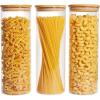 imageVtopmart Glass Food Storage Jars 7 Pack Kitchen Containers with Airtight Bamboo Wooden Lids for Pasta Cookies Nuts Coffee Beans Cereal Canisters Set for Flour Pantry Organization BPA Free3pack 70oz