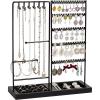 imageVtopmart Jewelry Holder Organizer Stand Tree for Earring Necklace Ring Bracelets Display and Storage with 90 Holes 12 Hooks All Black
