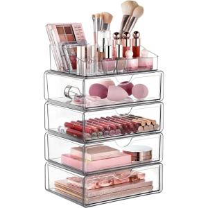 imageVtopmart 1 Tier Clear Makeup Organizer Cosmetic Storage for Dresser Countertop and Bathroom Vanity Beauty Holder for Lipstick Brush Skincare5 Tier
