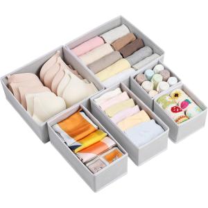 imageVtopmart 12 Pack Baby Clothes Organizer Dresser Drawer Organizer for Baby Clothing Foldable Fabric Closet Drawer Storage Bins Dresser Dividers for Bra Socks Ties ScarfGrey
