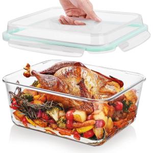 imageVtopmart 220oz  764oz Extra Large Glass Storage Containers Set Meal Prep Food Container Sets with Snap Airtight Lids for Roasting Turkey Rotisserie Chicken Baking Watermelon Storage BPA Free1pack 220oz