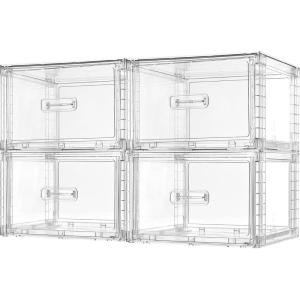imageVtopmart 4 Pack 13QT Clear Stackable Storage DrawersEasily Assemble Acrylic Closet OrganizersPlastic Storage Bins for BathroomCabinetKitchen PantryUnder Sink Organizationclear