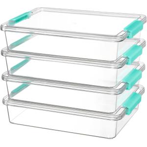 imageVtopmart 6 Qt Plastic Storage Bins with Lids Clear Sensory Bins Arts Crafts Organizers and Storage Stackable Containers for Home Office and School Supplies 4 Pack4