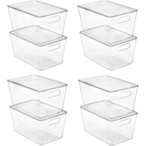 imageVtopmart 8 Pack Clear Stackable Storage Bins with Lids Large Plastic Containers with Handle for Pantry Organization and StoragePerfect for Kitchen Fridge Cabinet Bathroom Organizer8