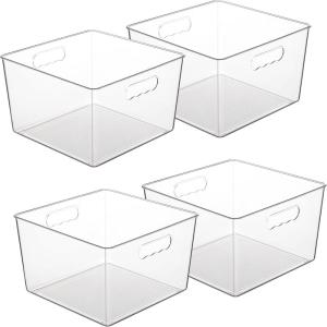 imageVtopmart 8 Pack Extra Large Clear Plastic Storage Bins11x11 Cube Acrylic Organizer Square Containers with Handle for PantryClosetLaundryRoomKitchenBathroomUnderSink Organization4