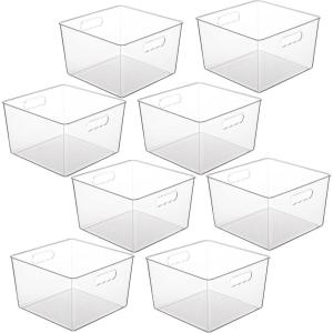 imageVtopmart 8 Pack Extra Large Clear Plastic Storage Bins11x11 Cube Acrylic Organizer Square Containers with Handle for PantryClosetLaundryRoomKitchenBathroomUnderSink Organization8