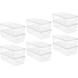 imageVtopmart 8pcs Clear Organizers and Storage Bins with Lids Stackable Plastic Storage Containers with Handles for Fridge Freezer Pantry Cabinet Kitchen Organization12