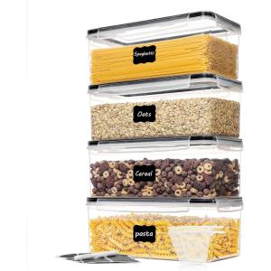 imageVtopmart Airtight Food Storage Containers with Lids 4PCS Set 32L Plastic Spaghetti Canisters for Pasta organizer BPA Free Air Tight Kitchen Pantry Organization
