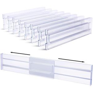 imageVtopmart Drawer Dividers Organizers 8 Pack Adjustable 32quot High Expandable from 122214quot Kitchen Drawer Organizer Clear Plastic Drawers Separators for Clothing Installed by Doublesided Tape
